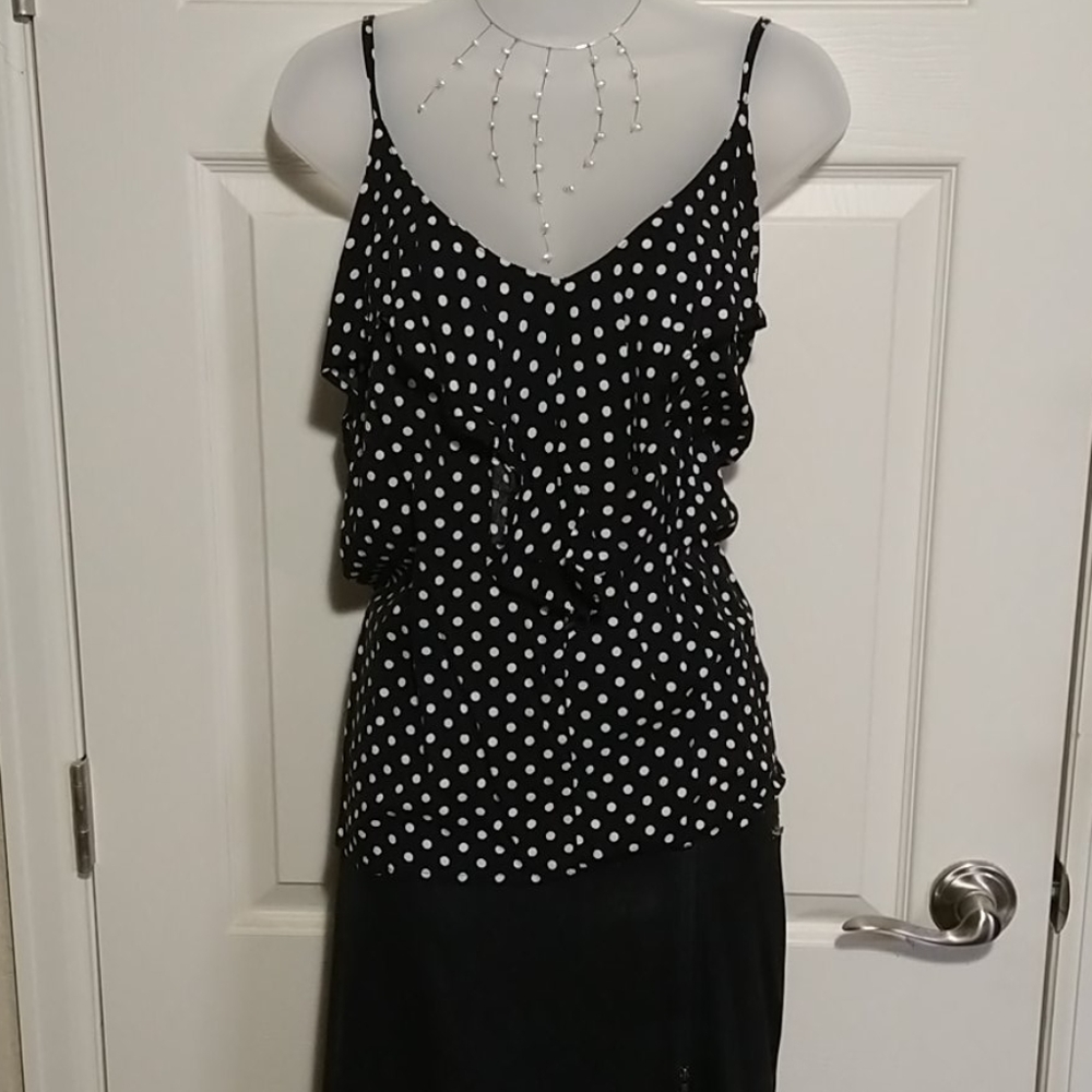 Polka Dot ruffled tank top